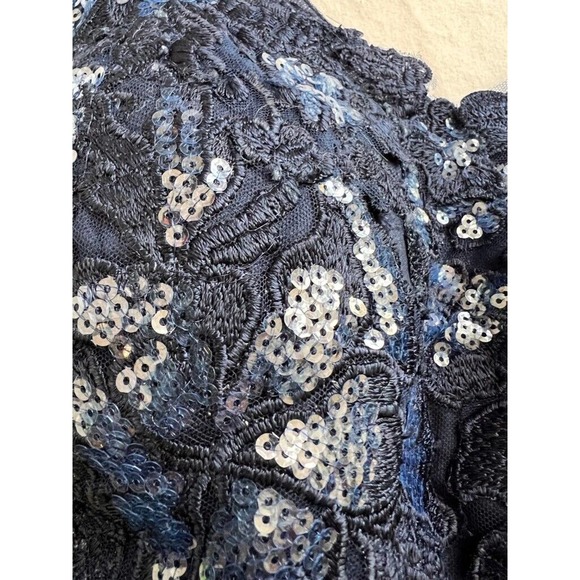 JJs House Womens Party Dress Navy Sequin Lace Knee Length Cap Sleeve 10 New - Picture 10 of 14